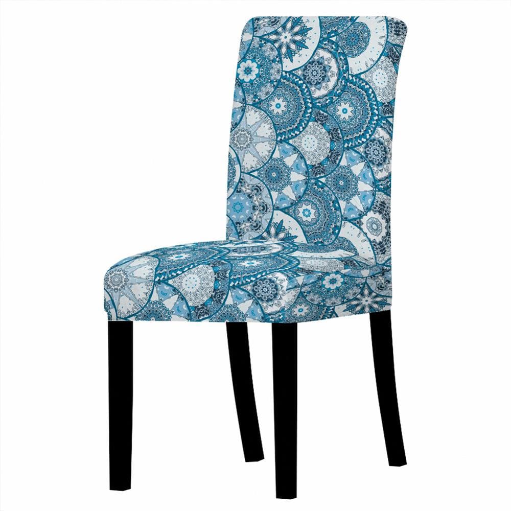 Housse de chaise Mandala Bleu